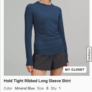 Lululemon blue hold tight long sleeve size 8